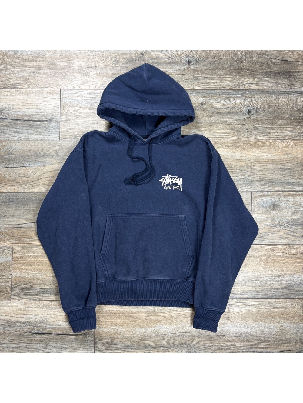 00’s Stussy New York navy heavyweight pullover hoodie